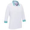 Ping Ladies Lindsey 3/4 Sleeve Polo Shirt White - Bright Aqua