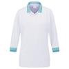 Ping Ladies Lindsey 3/4 Sleeve Polo Shirt White - Bright Aqua