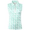Pure Golf Ladies Amity Sleeveless Polo Shirt Floating Palms White