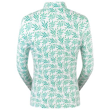 Pure Golf Ladies Serenity Long Sleeve ¼ Zip Top Floating Palms White