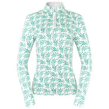 Pure Golf Ladies Serenity Long Sleeve ¼ Zip Top Floating Palms White