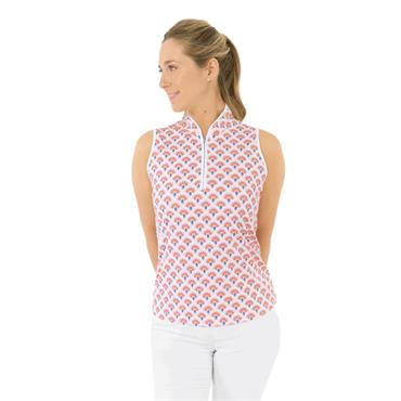 Pure Golf Ladies Ellen Sleeveless Polo Shirt Mediterranean Sunset