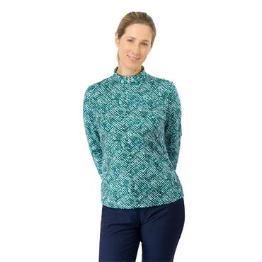 Pure Golf Ladies Arusha Long Sleeve Midlayer Teal Crosshatch