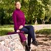 Pure Golf Ladies Sarah Roll Neck Jumper with Faux Fur Lining Morello Cherry