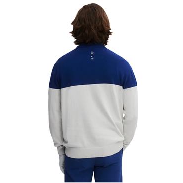 Seve Gents Icon Block Sweater Ash Grey - Ink Blue