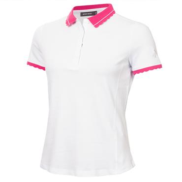 Green Lamb Ladies Oakley Club Polo Shirt White - Raspberry