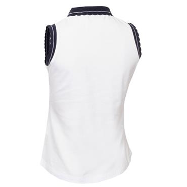 Green Lamb Ladies Octavia Sleeveless Club Polo Shirt White - Navy