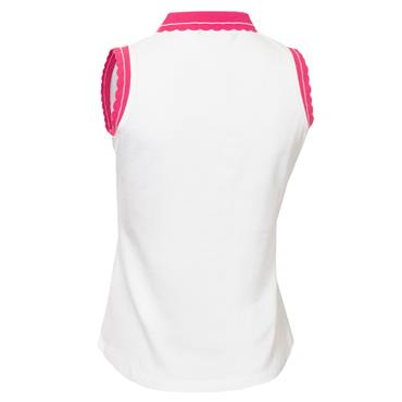 Green Lamb Ladies Octavia Sleeveless Club Polo Shirt White - Raspberry