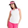 Green Lamb Ladies Octavia Sleeveless Club Polo Shirt White - Raspberry