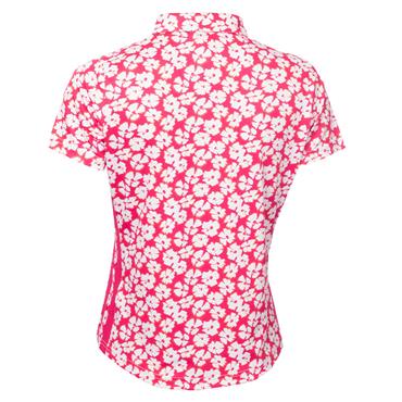 Green Lamb Ladies Odelle Printed Polo Shirt Carnation Print