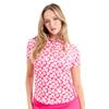 Green Lamb Ladies Odelle Printed Polo Shirt Carnation Print