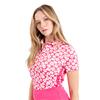Green Lamb Ladies Odelle Printed Polo Shirt Carnation Print