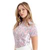 Green Lamb Ladies Odelle Printed Polo Shirt Festival Print