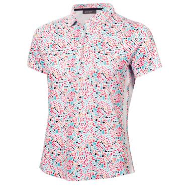 Green Lamb Ladies Odelle Printed Polo Shirt Festival Print
