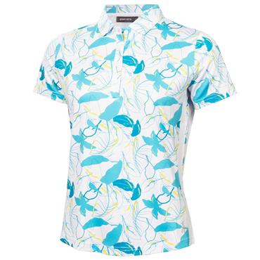 Green Lamb Ladies Odelle Printed Polo Shirt Sixties Print