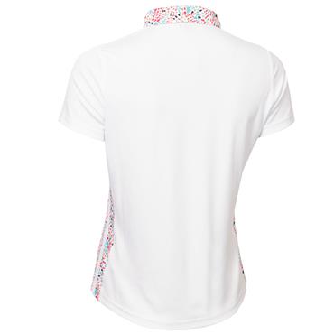 Green Lamb Ladies Odelle Printed Polo Shirt White - Festival Print