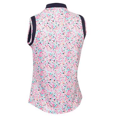 Green Lamb Ladies Odessa Sleeveless Printed Polo Shirt Festival Print