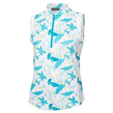 Green Lamb Ladies Odessa Sleeveless Printed Polo Shirt Sixties Print