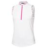 Green Lamb Ladies Odessa Sleeveless Printed Polo Shirt White - Festival Print