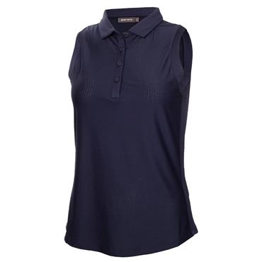 Green Lamb Olga Sleeveless Mesh Polo Shirt Navy