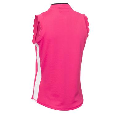 Green Lamb Ladies Odette Scalloped Sleeveless Polo Shirt Raspberry - Pink