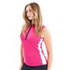 Green Lamb Ladies Odette Scalloped Sleeveless Polo Shirt Raspberry - Pink