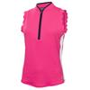Green Lamb Ladies Odette Scalloped Sleeveless Polo Shirt Raspberry - Pink