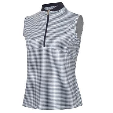 Green Lamb Ladies Olwyn Sleeveless Gingham Polo Shirt Navy - White