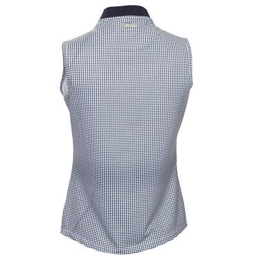 Green Lamb Ladies Olwyn Sleeveless Gingham Polo Shirt Navy - White