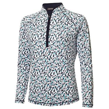 Green Lamb Ladies Ona Zip Neck Printed Long Sleeve Top Arielli Print