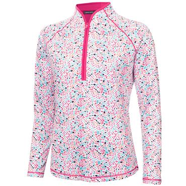 Green Lamb Ladies Ona Zip Neck Printed Long Sleeve Top Festival Print