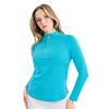 Green Lamb Ladies Olive Zip Neck Textured Long Sleeve Top Peacock Blue