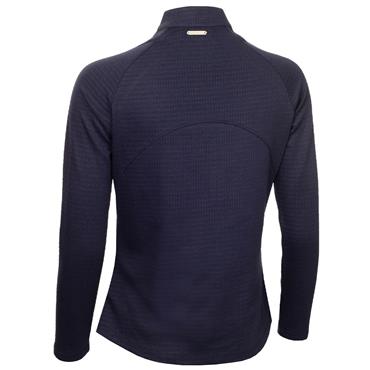 Green Lamb Ladies Olive Zip Neck Textured Long Sleeve Top Navy