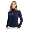 Green Lamb Ladies Olive Zip Neck Textured Long Sleeve Top Navy