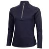 Green Lamb Ladies Olive Zip Neck Textured Long Sleeve Top Navy