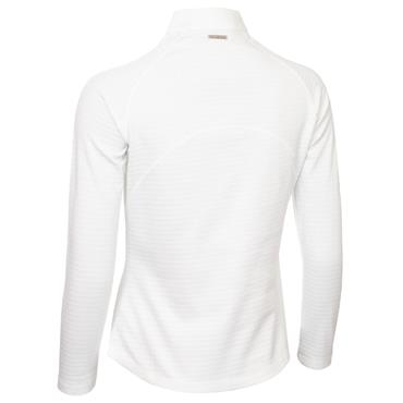 Green Lamb Ladies Olive Zip Neck Textured Long Sleeve Top White