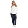 Green Lamb Ladies Olive Zip Neck Textured Long Sleeve Top White