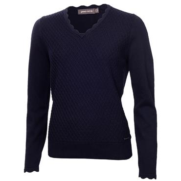 Green Lamb Ladies Oonagh Trellis V-Neck Sweater Navy