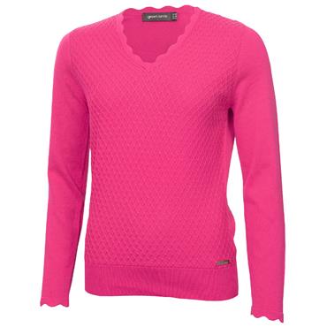 Green Lamb Ladies Oonagh Trellis V-Neck Sweater Raspberry - Pink
