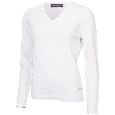 Green Lamb Ladies Oonagh Trellis V-Neck Sweater White