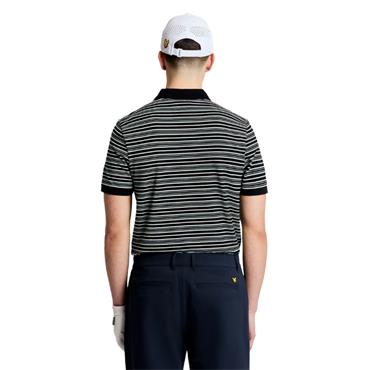 Lyle & Scott Gents Stripe Polo Shirt Jet Black - Morning Mint - Pink (Y634)
