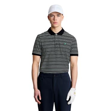 Lyle & Scott Gents Stripe Polo Shirt Jet Black - Morning Mint - Pink (Y634)