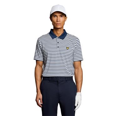 Lyle & Scott Gents Stripe Polo Shirt White - Aquamarine (Y190)