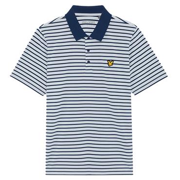 Lyle & Scott Gents Stripe Polo Shirt White - Aquamarine (Y190)