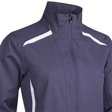 Sunderland Killy Ladies Zip Front Lightweight Panelled Waterproof Jacket Midnight Plum - White