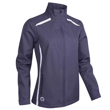 Sunderland Killy Ladies Zip Front Lightweight Panelled Waterproof Jacket Midnight Plum - White