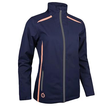 Sunderland Killy Ladies Zip Front Lightweight Panelled Waterproof Jacket Navy - Coral