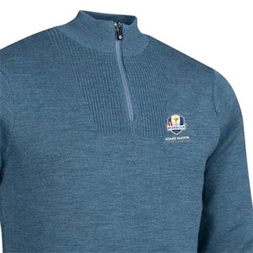 Sunderland Gents Sirocco Official Ryder Cup 2027 ¼ Zip Lined Sweater Pacific Blue - White