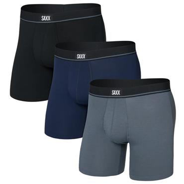 Saxx Gents Essential Stretch Cotton 6" Boxer Brief 3-Pack Black - Turbulence - Maritime