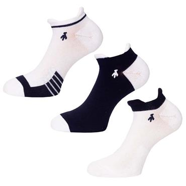 Green Lamb Ladies Low Ankle Socks 3-Pair  Navy - White